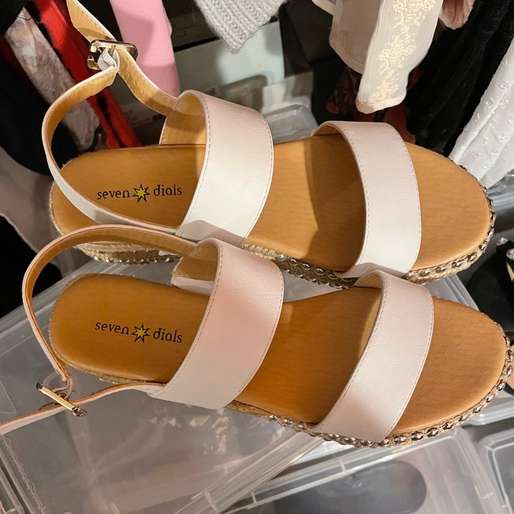 White wedge sandals